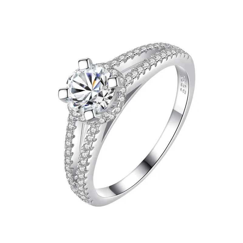 Lefei-Bagues Classiques en Moissanite et Argent 925 pour Femme, Bijou Fin et Élégant à la Mode, Cadeau de Mariage, 1ct, JZ0033