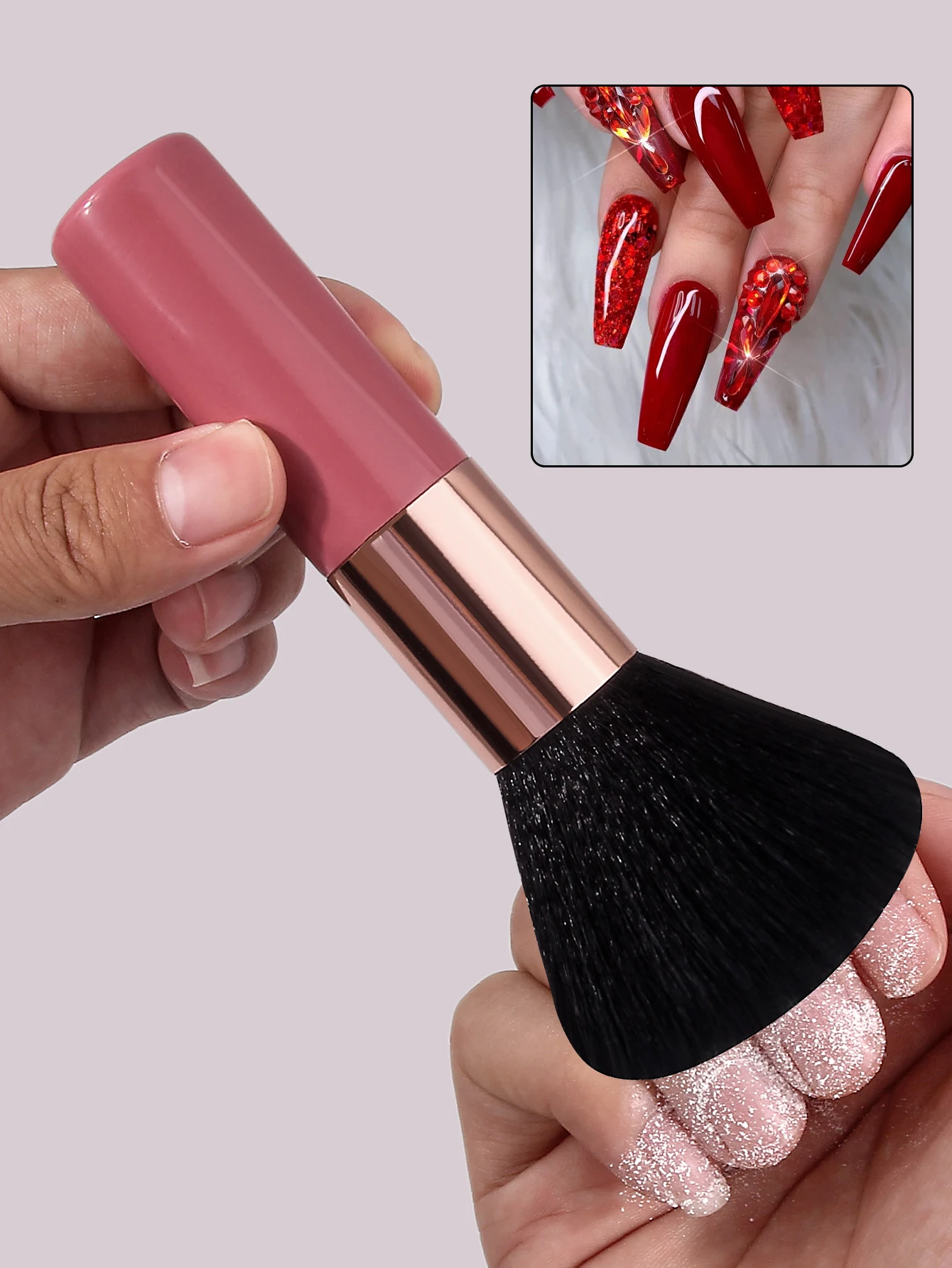 1PC nail art brush, dust brush, nail dust sweeping brush, chubby makeup brush, soft bristle short-handled cleaning brush