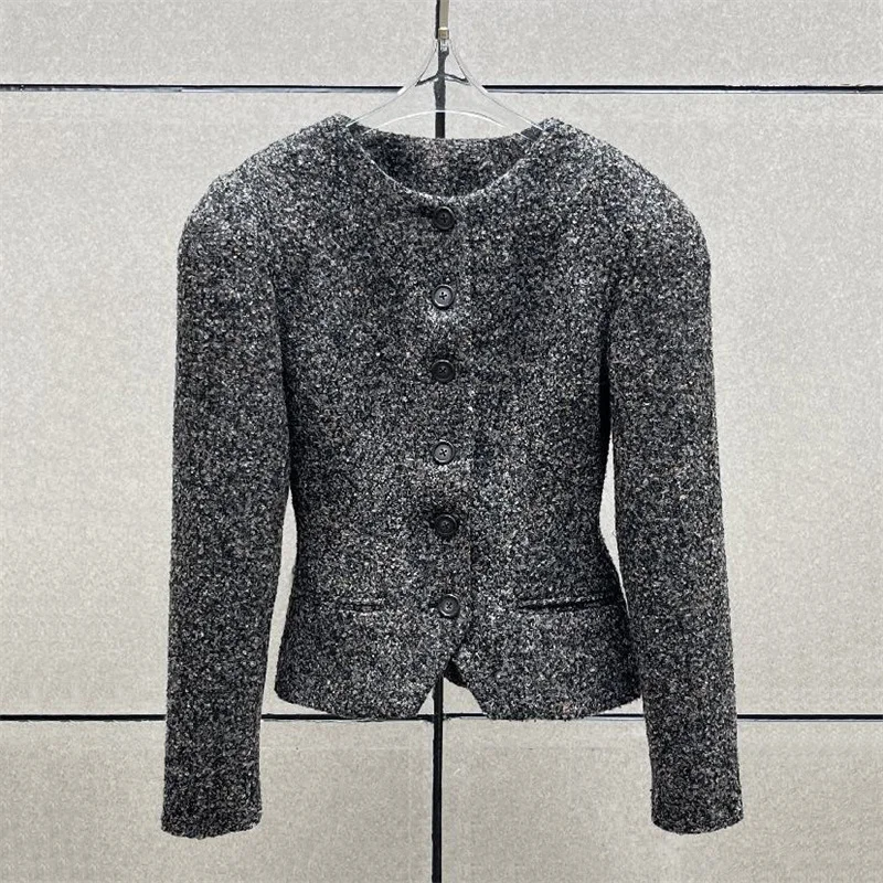 women's jacket 2026 winter new single breasted slim fit women's coat Wool blend short jacket casual women's outerwear