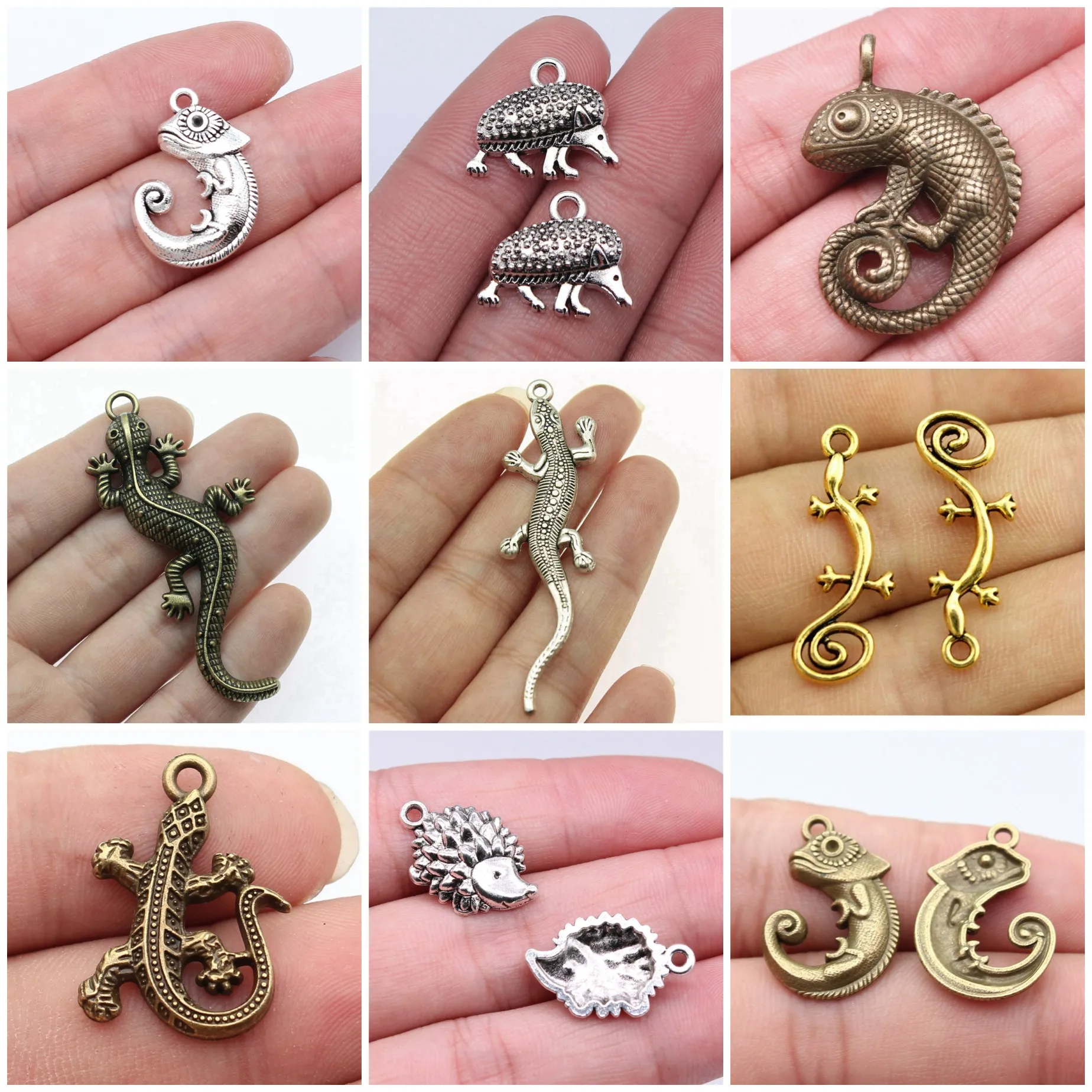 Lizard Hedgehog Animal Charms Pendant Forest Wildlife Charms For DIY Bracelet Necklace Jewelry Making Wholesale