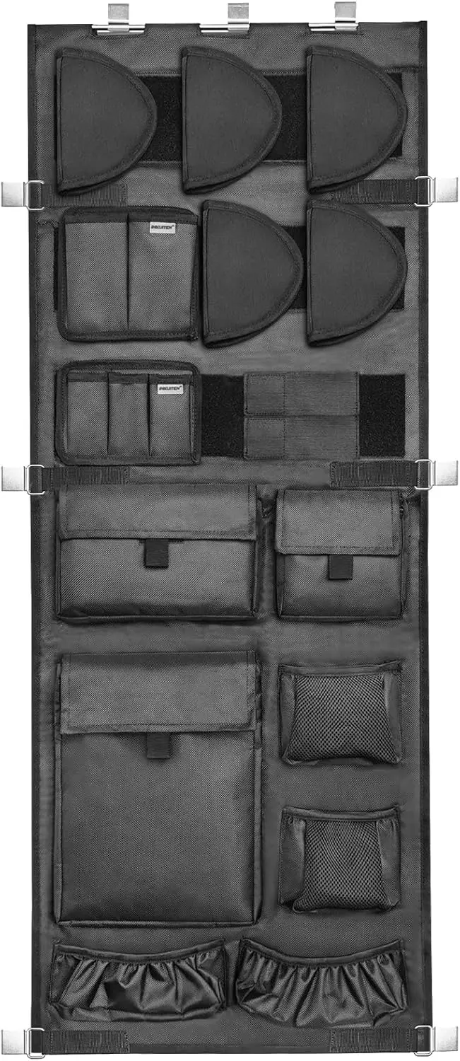 

Gun Safe Door Organizer with Removable Pistol Holders and Mag Pouch, Adjustable Width Fits 18.5 to 23 Inches