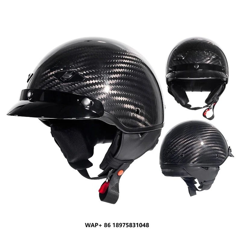 LS2 568 Unisex Carbon Fiber Half Helmet Retro Japanese-Style New Condition XL Size for Summer Riding PC Material Material Box