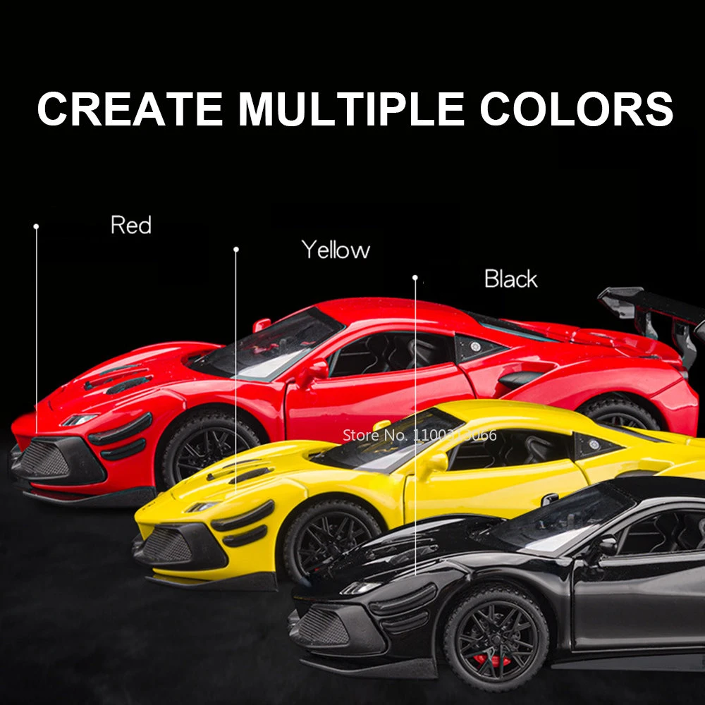 1:32 F488 modello di auto sportiva giocattoli pressofusi in lega metallo tirare indietro suono luce alta simulazione veicolo per la raccolta regali per bambini