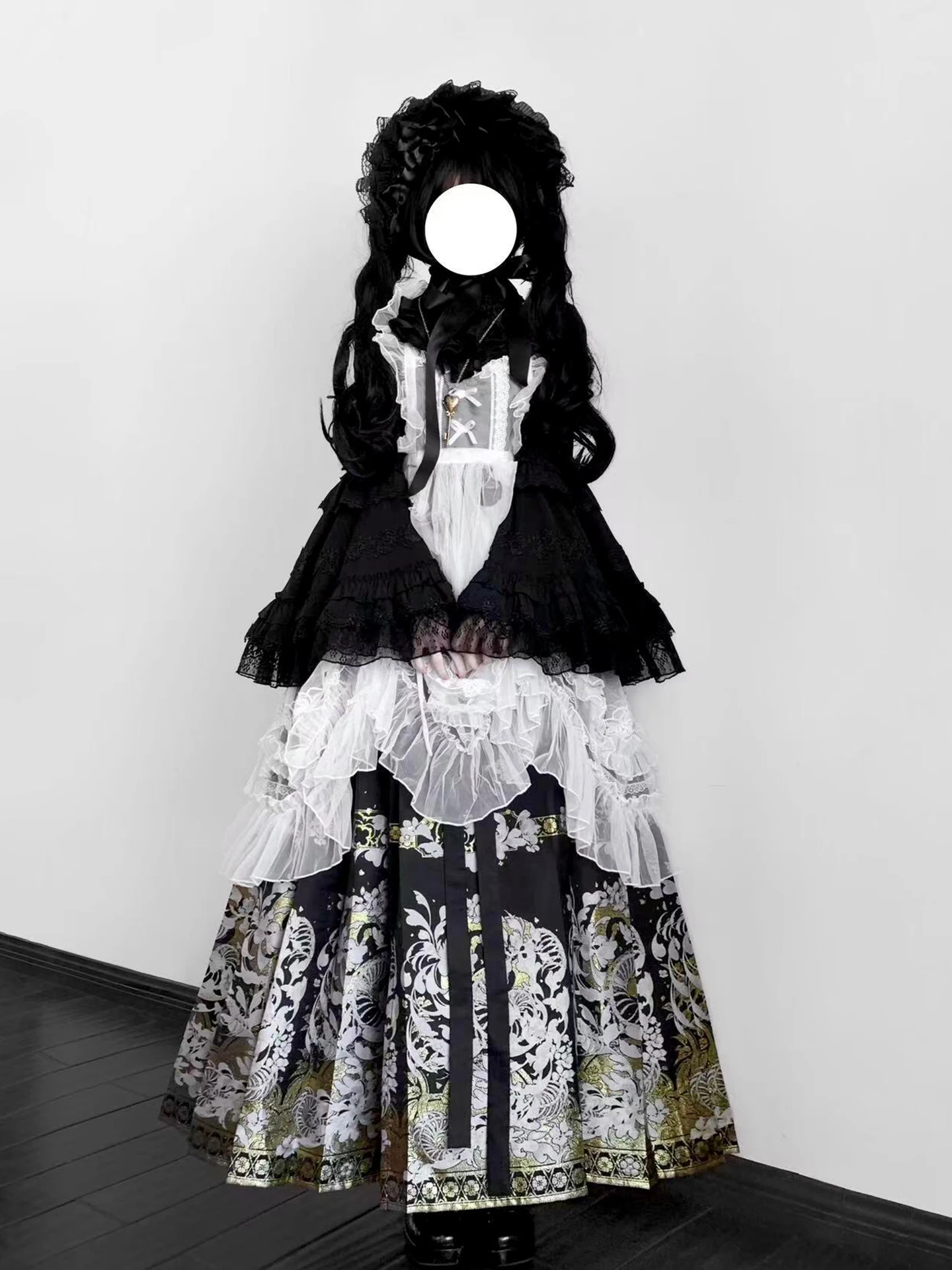 

Комплект Ханьфу в готическом стиле для Хэллоуина, вдохновленный династией Мин, с традиционным китайским женским костюмом (верхняя и нижняя одежда)