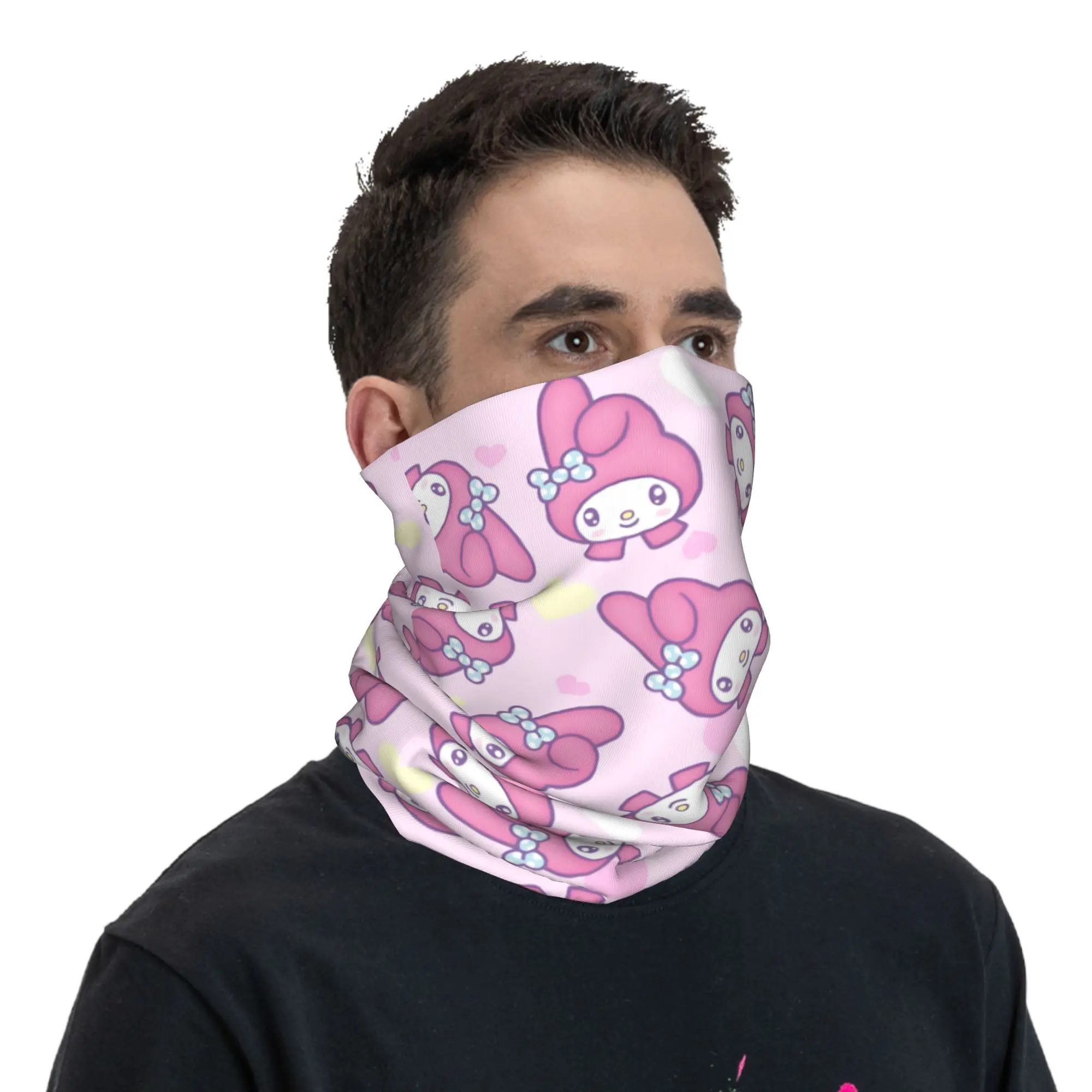 Custom Pink Melody Bandana Neck Gaiter UV Protection Face Scarf Cover Men Women Kawaii Design Headwear Tube Balaclava