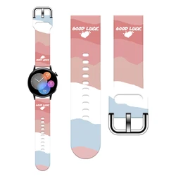 Macaron Series Printed Watch Straps for Samsung Galaxy 7/6/5/4 40mm 44mm Band Replaceable Bracelet for Xiaomi Amazfit Watchband
