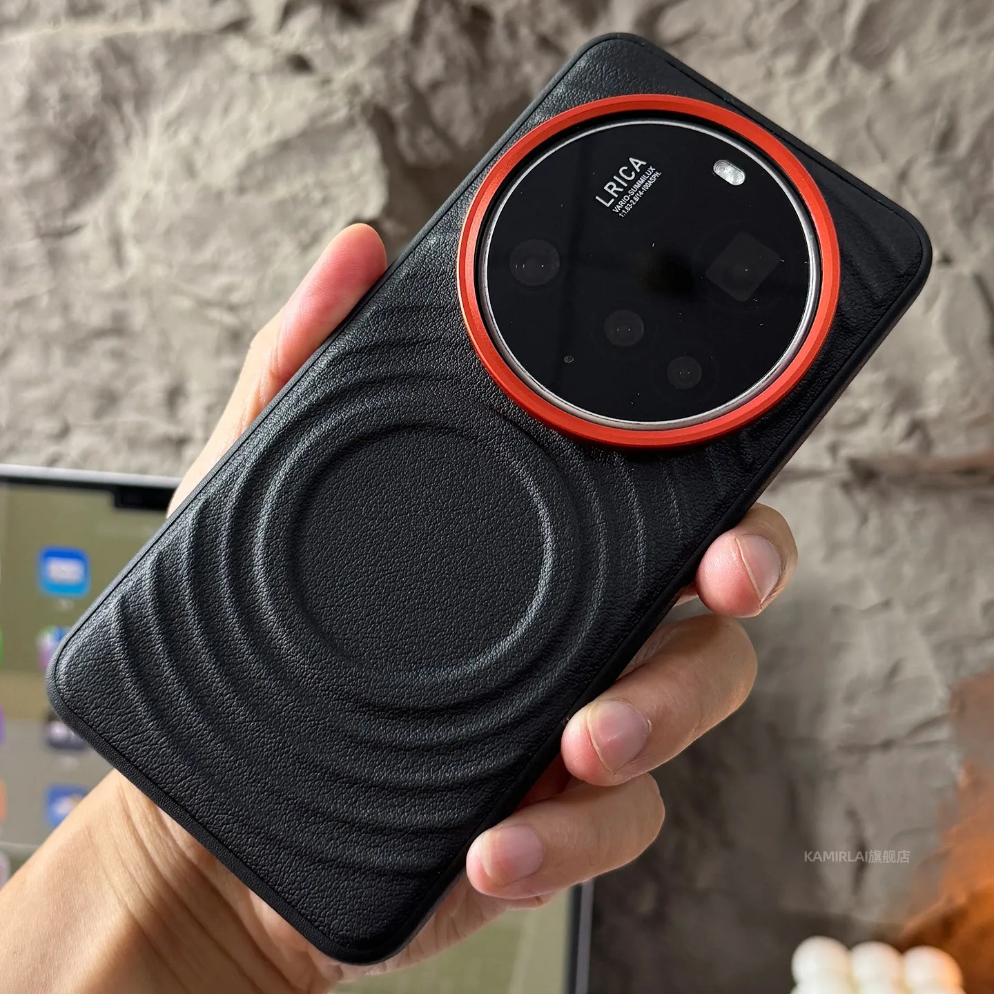 

Case For Xiaomi 15 14 Ultra Water Ripple Pattern Leather Magnetic Red Metal Camera Lens Ring Cover For Xiaomi MI 15Ultra Shell