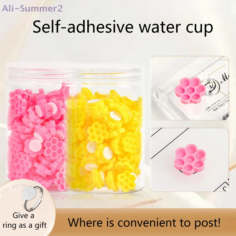 120 pçs/caixa auto adesivo extensão dos cílios cola copos atraso copo enxertia cílios maquiagem ferramenta tatuagem adesivo pigmento copos