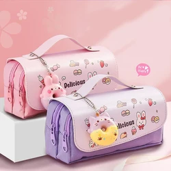 3D Saco de Lápis Kawaii para Meninas e Meninos, 3 Camadas, Caso Astronauta, Bonito Bolsa, Material Escolar, Organizador Estético, Papelaria