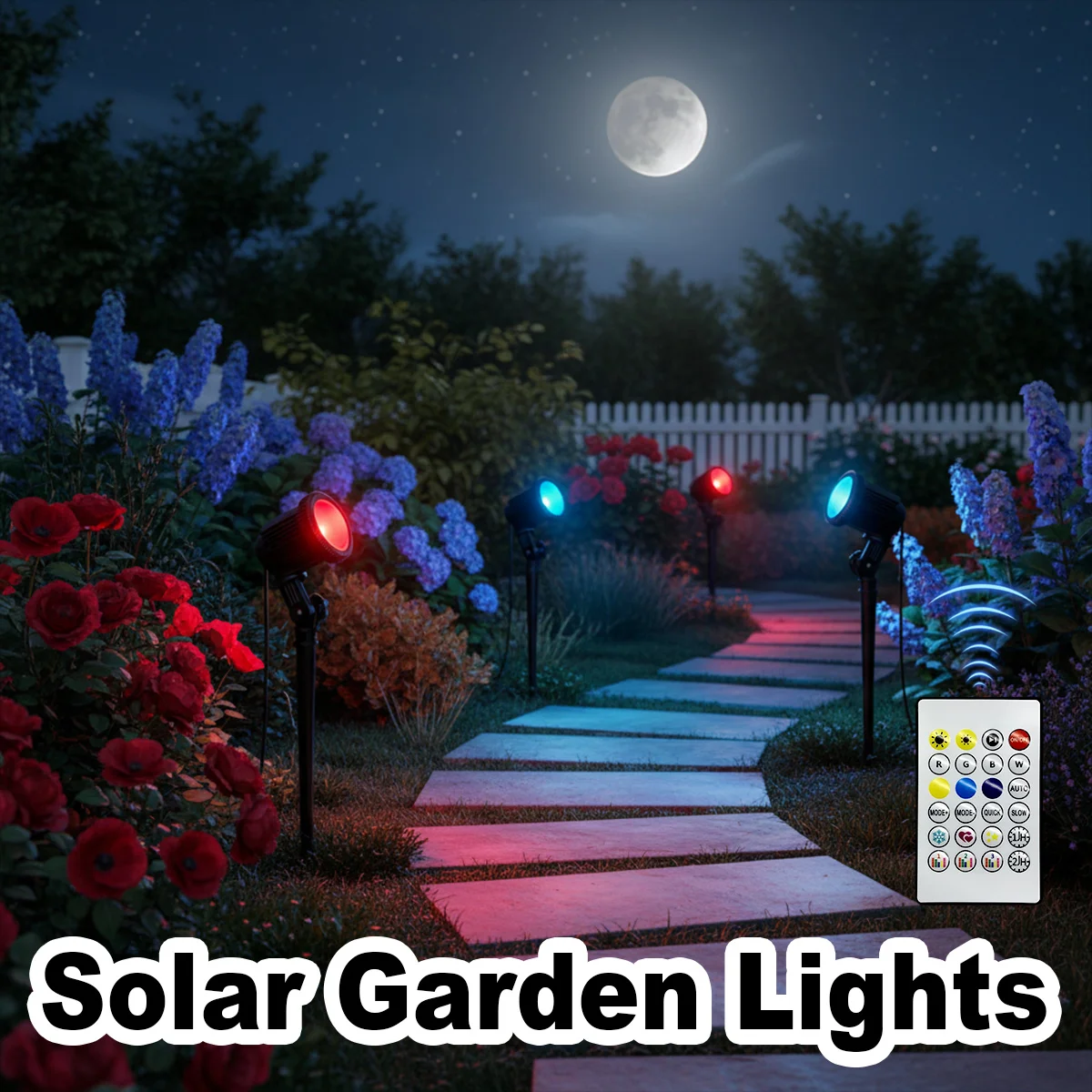 Solar Lawn Light APP Control Smart Color Changing Weatherproof Landscape Spot Garden Sidewalk Frontyard House Patio Projector