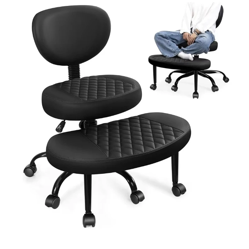 Cloud Shaped Cross Office Chair Meditation Chair with Wheels Height Adjustable