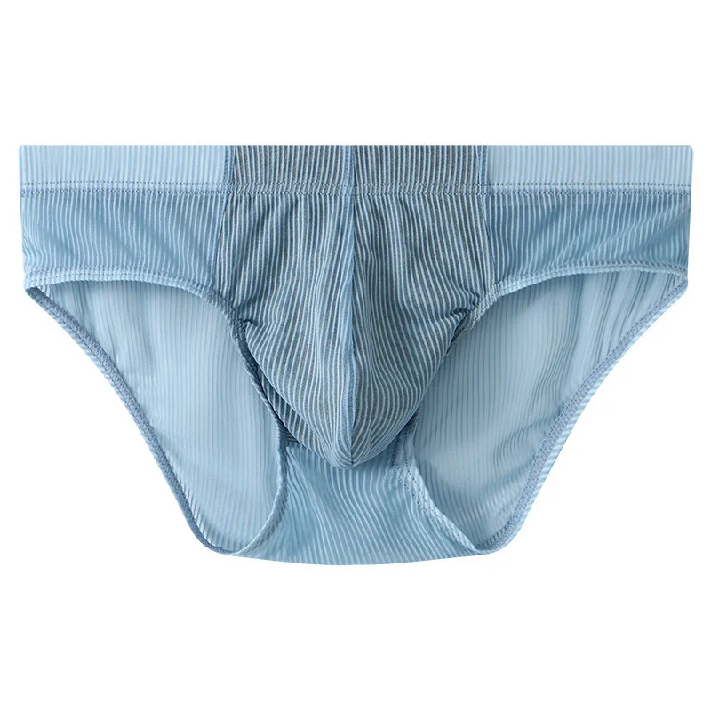 Men's Ice Silk Underwear Light and Thin Briefs Lace Sexy Transparent Male Low Waist Underpants
