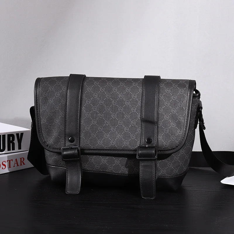 

Letter Printed Crossbody Bags Men Fashion Single Shoulder Bags for Men 2025 New Flap Messenger Bag PU Leather Crossbody Bag Male