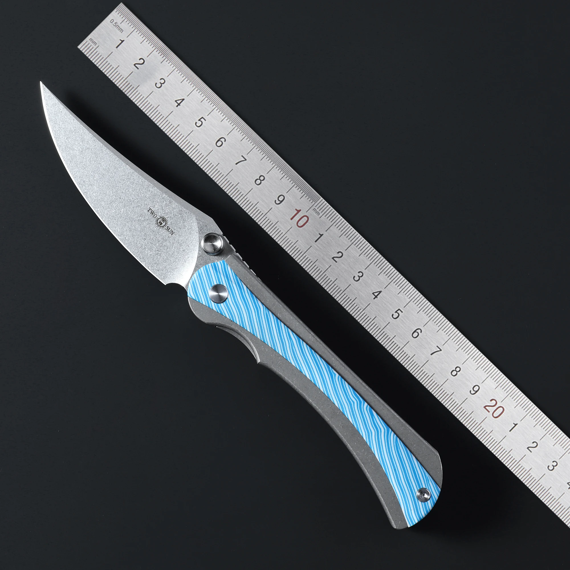 

TOW SUN TS283 Folding Knife Ceramic Bearing 14C28N Blade Titanium Blue Handle Outdoor Survival Camping EDC Pocket Hand Tool