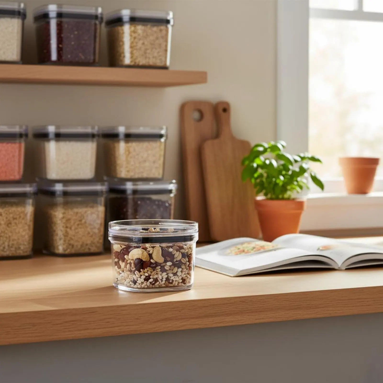 

Clear Plastic Canister Moisture-Resistant Dry Food Storage Container Dry Food Storage Jar Sturdy Clear Pantry Container