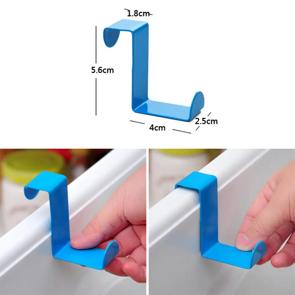 Hot! 2PCS Door Hanger Hooks Stainless Steel Kitchen Cabinet Draw Over Door Hook Clothes Bedroom Bathroom Hanger Holder