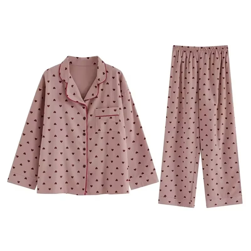 Printemps et automne nouvelles dames pyjamas coréens ensemble de vêtements de maison filles étudiants pyjamas à manches longues