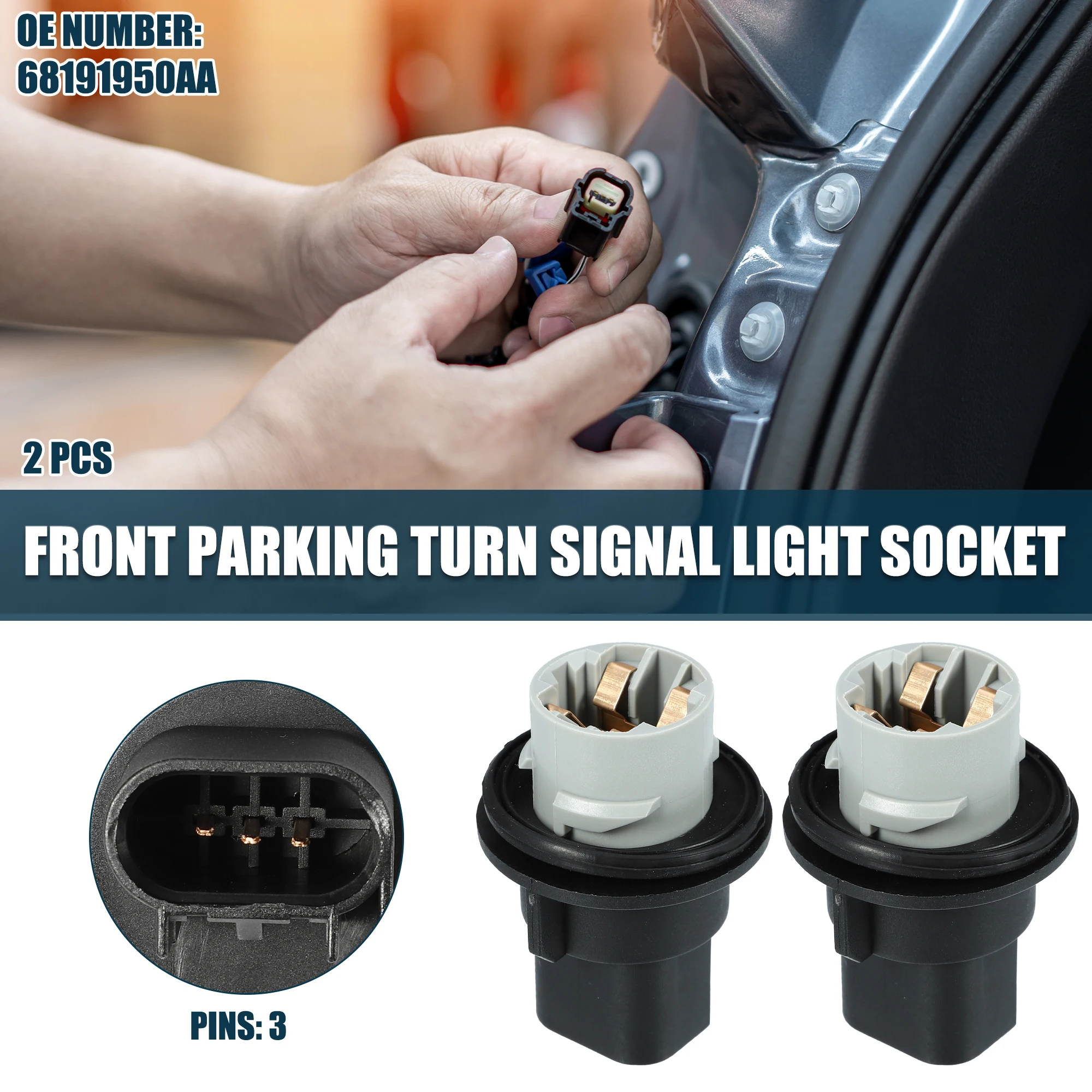 

X Autohaux 2 шт. гнездо переднего указателя поворота для Jeep Grand 3 контакта No 68191950AA