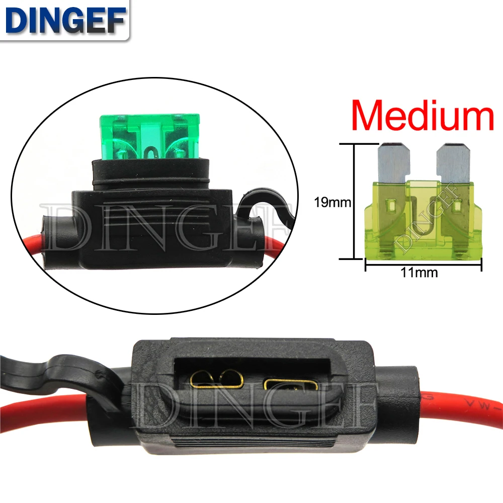 1Zestaw Wodoodporny 32V Mini/Mały/Średni Uchwyt bezpiecznika samochodowego 18/16/14/12/10AWG Z bezpiecznikiem samochodowym 3A 5A 7.5A 10A 15A 20A