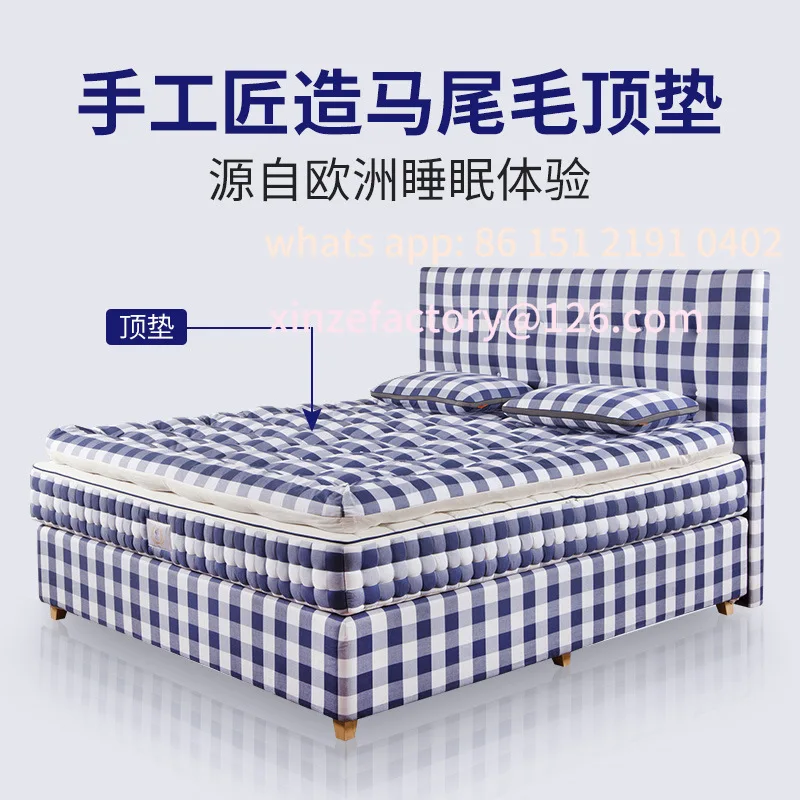 

Customizable Natural Handmade High-end Pontail Hair Non-Glue Top Pad Thick Mattress Hotel Home Single Double Eco-Friendly