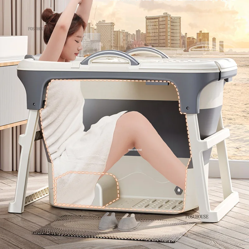 Nordische Kunststoff badewannen für Erwachsene faltbare tragbare Badewannen Badezimmer liefert multifunktion ale zu Hause Erwachsenen Ganzkörper heiße Badewanne