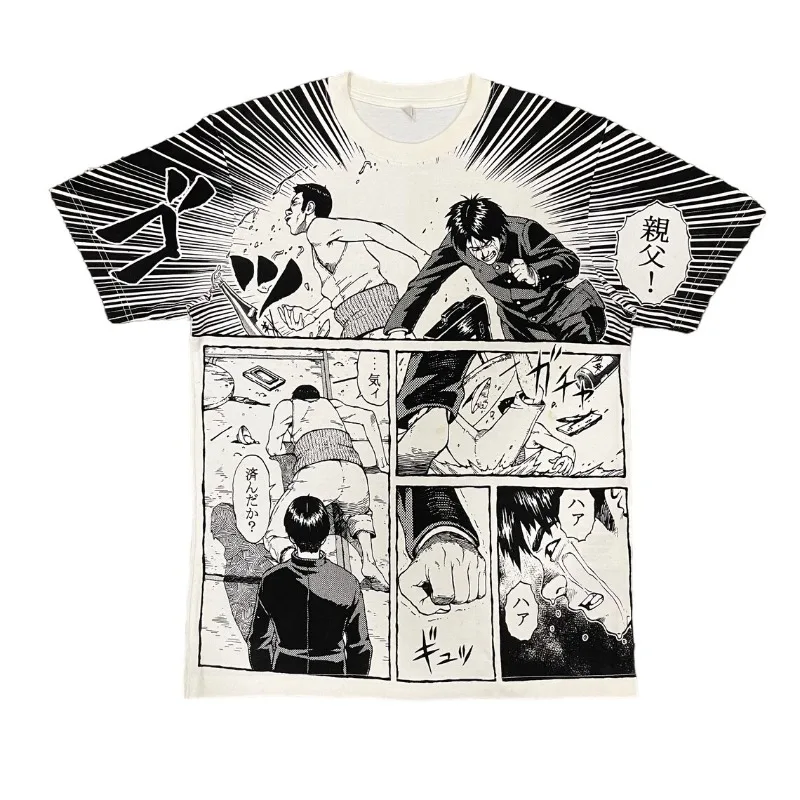 Camiseta Retro Japonesa de Manga Corta con Estampado de Anime y Manga, Cuello Redondo | Yuri sobre el hielo | Okra | Dragon Ball