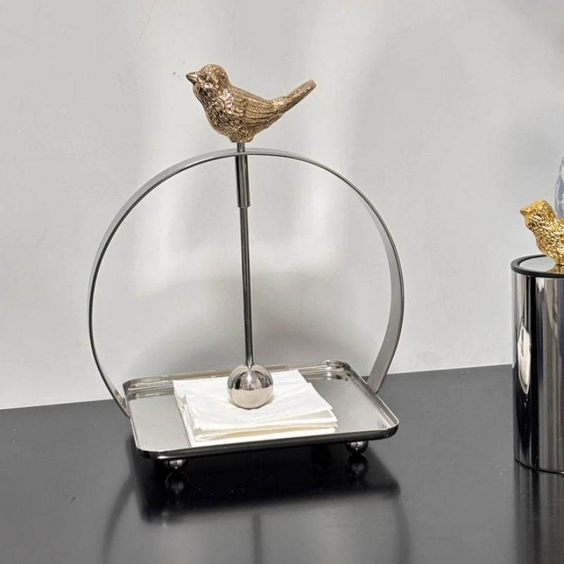 

European Style Bird Napkin Holder Stainless Steel Tissue Box for Restaurant Modern Paper Dispenser Stand Elegant Desktop Decor