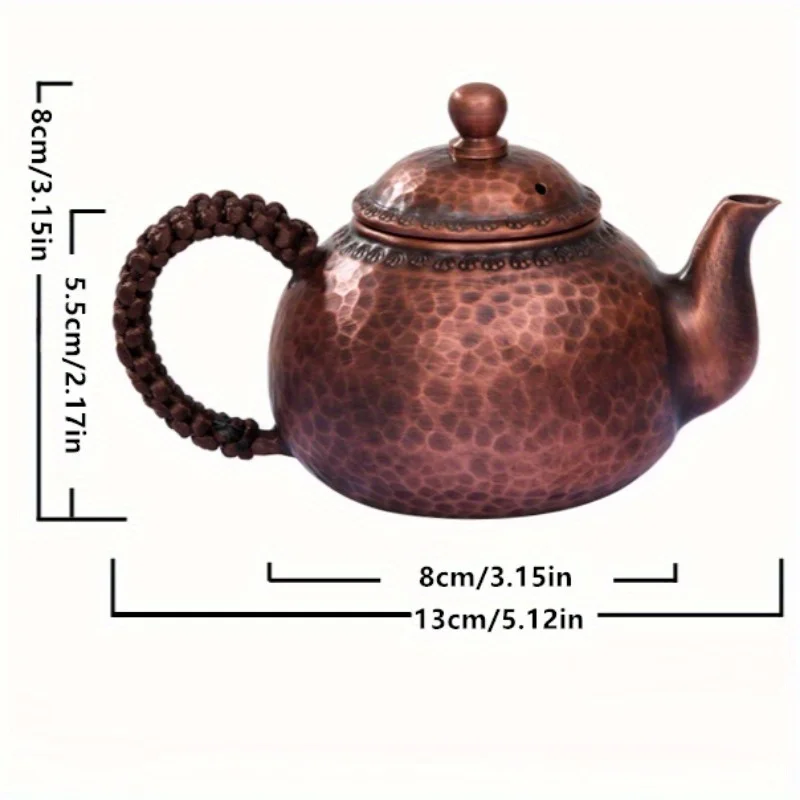 Red Copper Teapot Chinese Tea Ceremony Handmade Teapot Pure Tea Kung Fu Tea Set Retro Keep in Good Health Tea Kettle Teaware