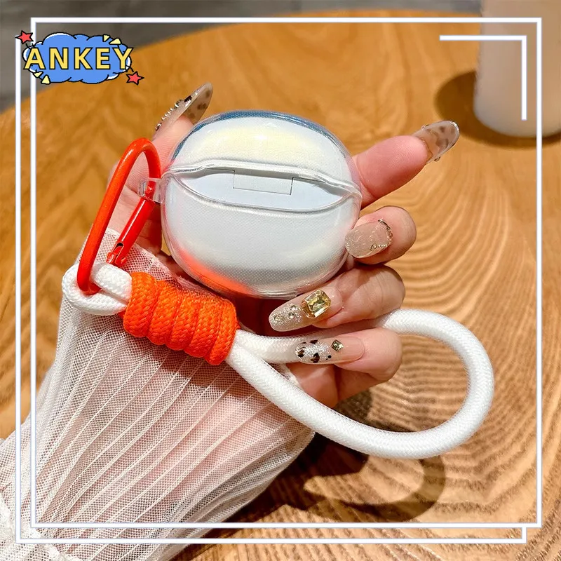 for QCY MeloBuds Pro Case HT08A Protective Transparent Clear TPU Covers Lanyard Bluetooth Earphone Shell