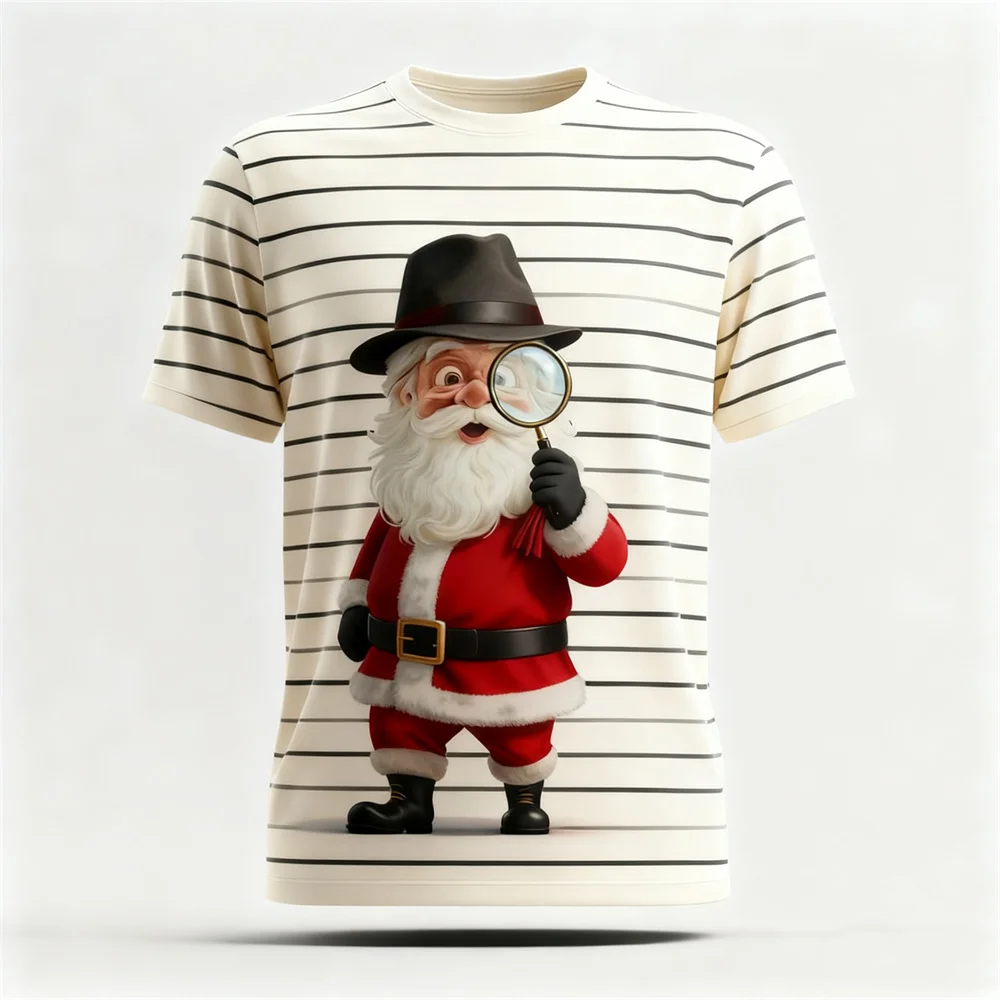 

Fashion Simple Design Christmas T-Shirt Loose O-Neck Short Sleeve Top For Men Women 3D Print Santa Clause Graphic Casual Clothes