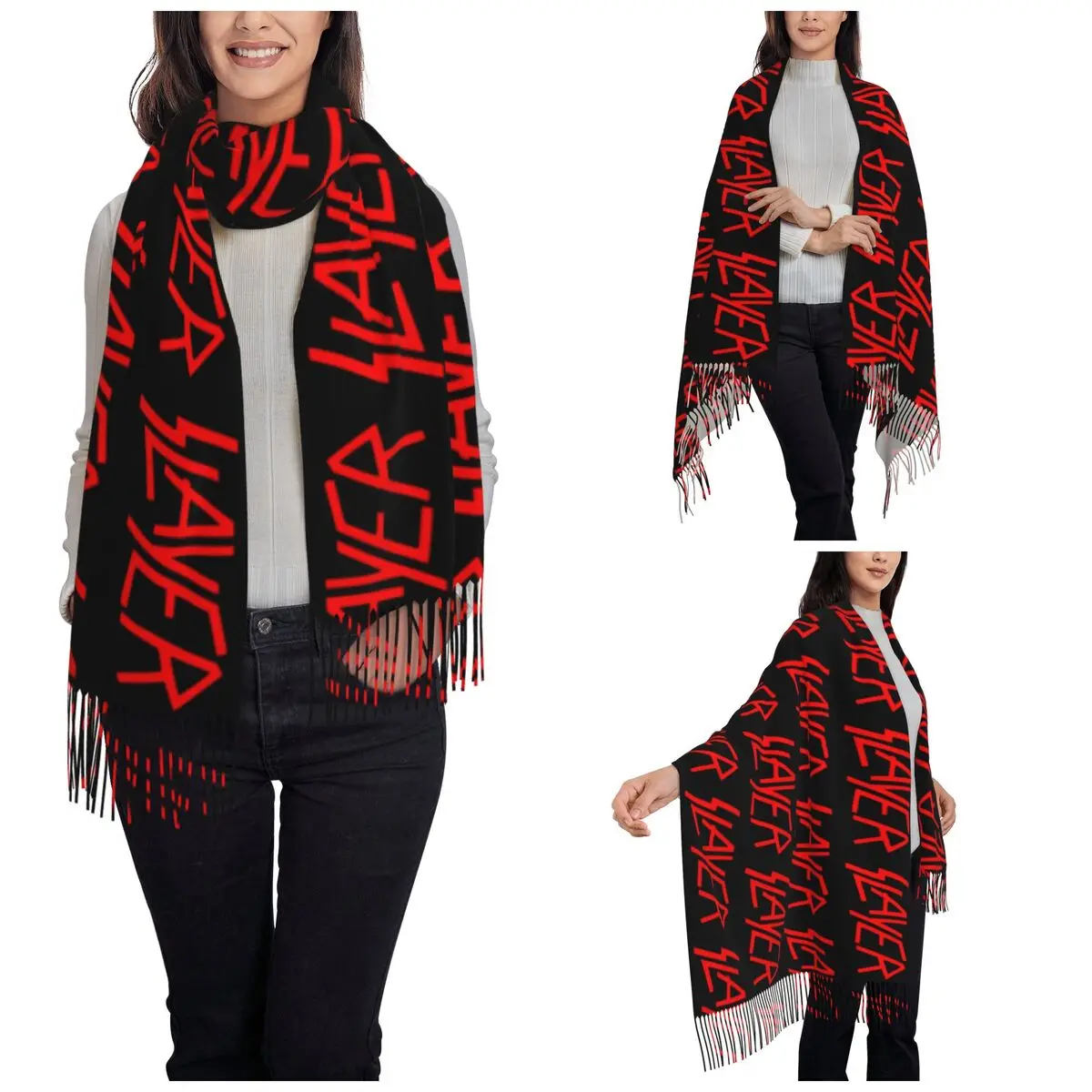 Womens Scarf with Tassel Slayers-Symbol Long Winter Fall Shawl Wrap Gifts Cashmere Scarf