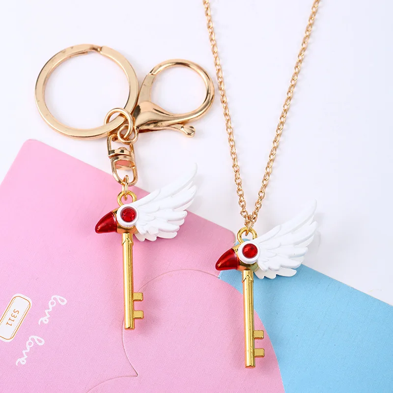 Card Captor Sakura Zauberstab Schlüsselbund Rucksack Behänge Schlüsselhalter Schmuck Frau Mann Ornamente Schlüssel Kette llaveros