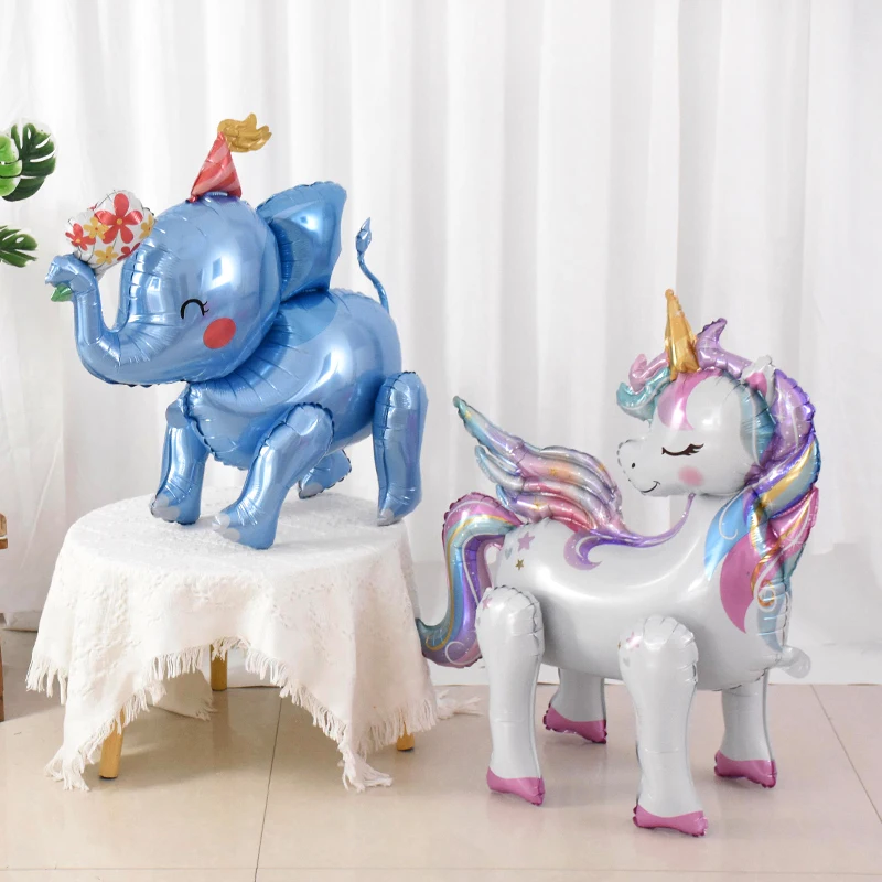 Ballon en Forme d'Éléphant sur Pied pour Décoration d'Anniversaire, 1 Pièce, Mignon, Arc-en-ciel, ix, Maison