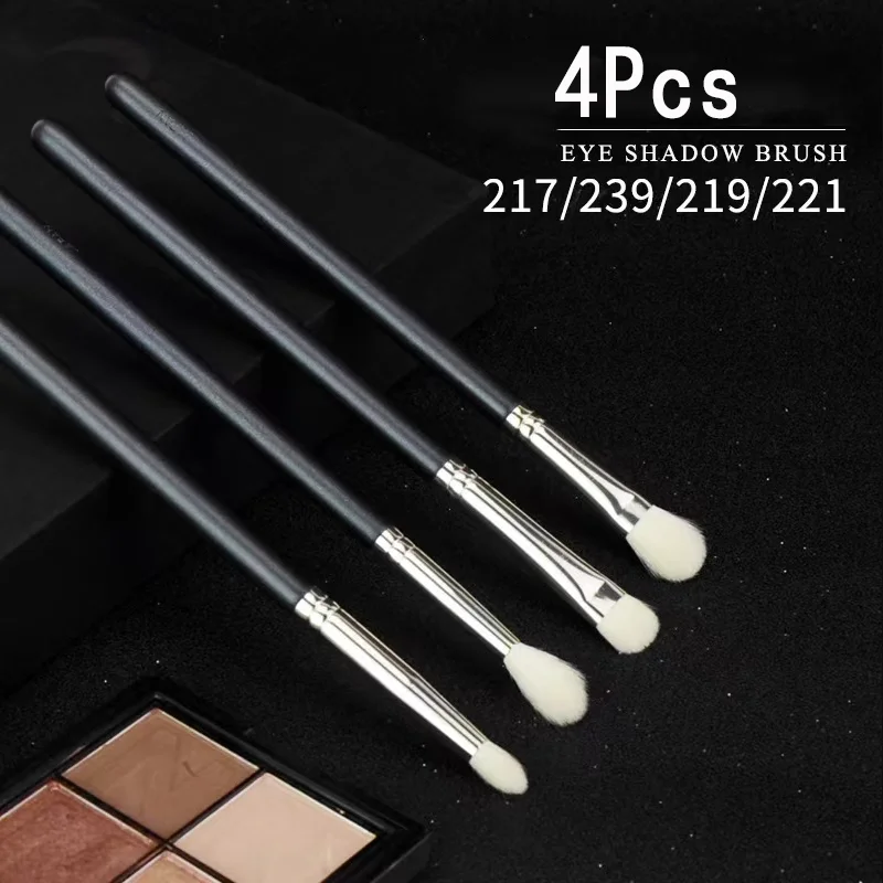 4Pcs Makeup Eyeshadow Brush Flat Eye Shadow Shader crease Blending Brushes Goat Hair Eye Shadow Liquid Cream Powder Make Up Tool