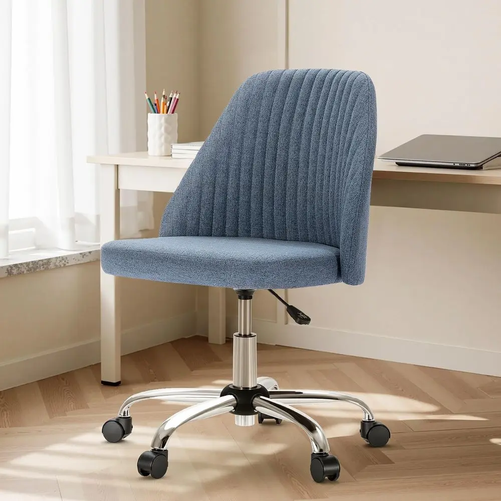 

Office Chair, Comfy Desk Chair Rolling Vanity Swivel Task Chairs with Wheels, Wide Seating Armless Height Adjustable Computer C