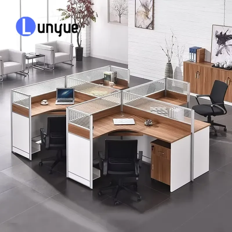 Modern Modular 6-Person Open Space Wooden Panel Office Computer Workstation Desk for School Home Use