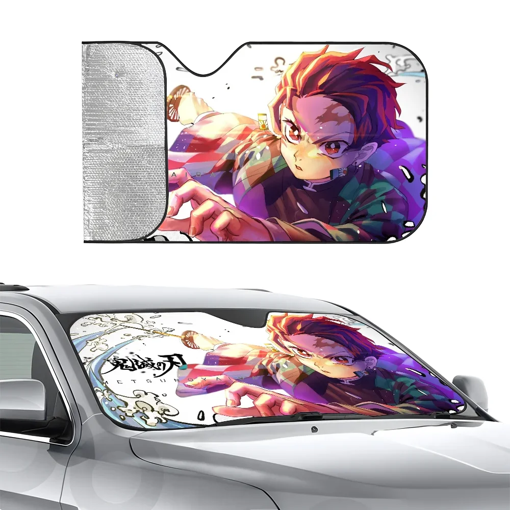 

T-Tanjiro K-Kamado Anime Car SunShade Heat-insulating Aluminum Film Windshield Sunshades UV Rays Blocks Car Sun Visor Protector