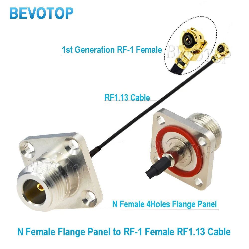 1PCS L16 Flange Panel N Female to U.fl/IPX/IPX-1 Female Connector RF1.13 Coax Cable Extension Jumper Pigtail IPX1-K to N Jack