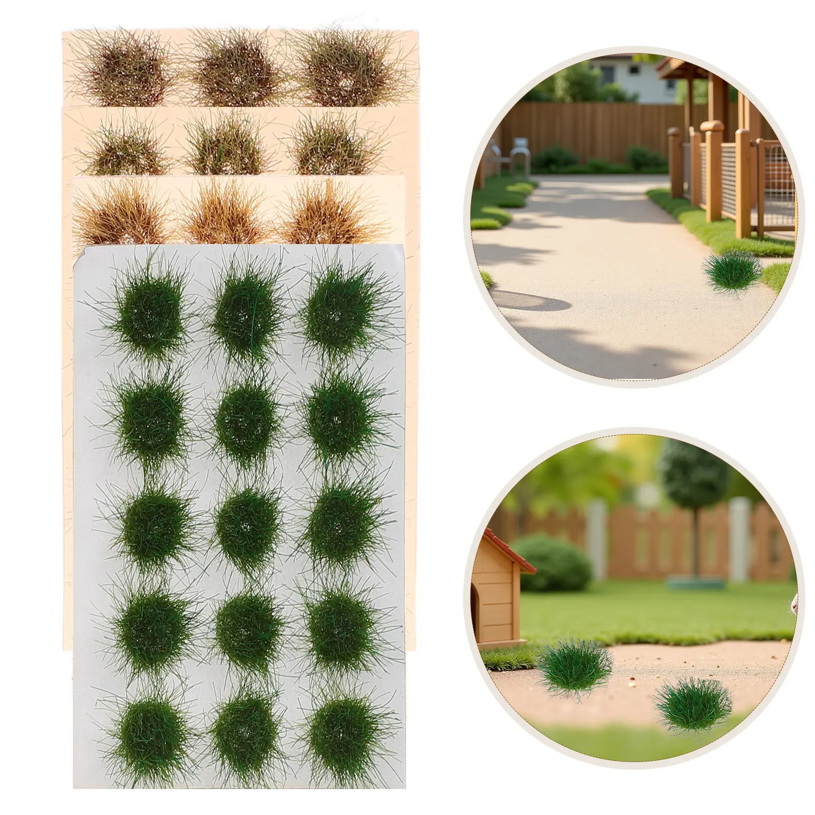 4Pcs Static Grass Tuft Sand Table Materials Realistic Artificial Green Clusters Miniature Terrain Railway Scenery Landscape DIY