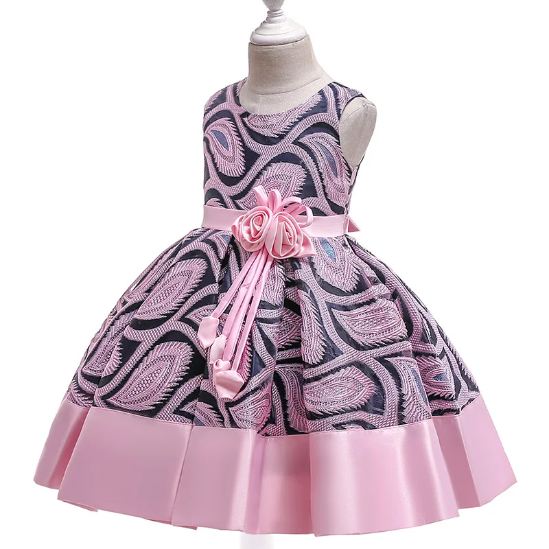 Baby Girls Flower Striped Dress For Girls Floral Wedding Party Dresses Kids Princess Christmas Dress Children Girls Clothing