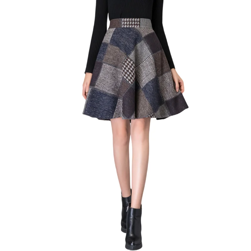 

Custom Made Korean Woolen Plaid Skirt for Women 2023 Vintage High Waist Autumn Winter Skirt A-Line Mini Skirts Ladies S-6XL