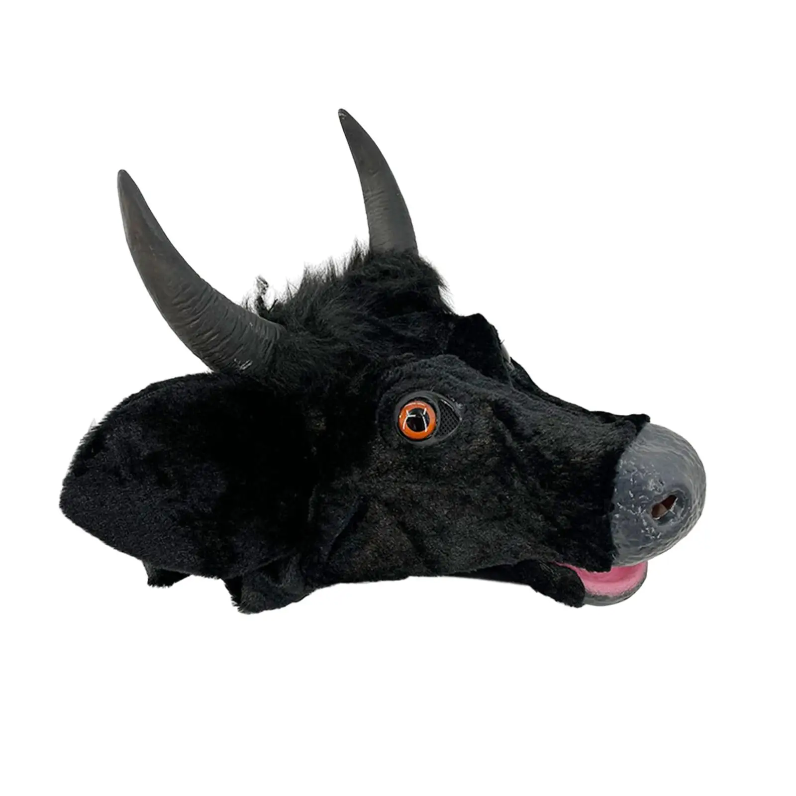 Black Cow Mask Moving Mouth Costume Accessory Props Cow Head Mask for Night Club