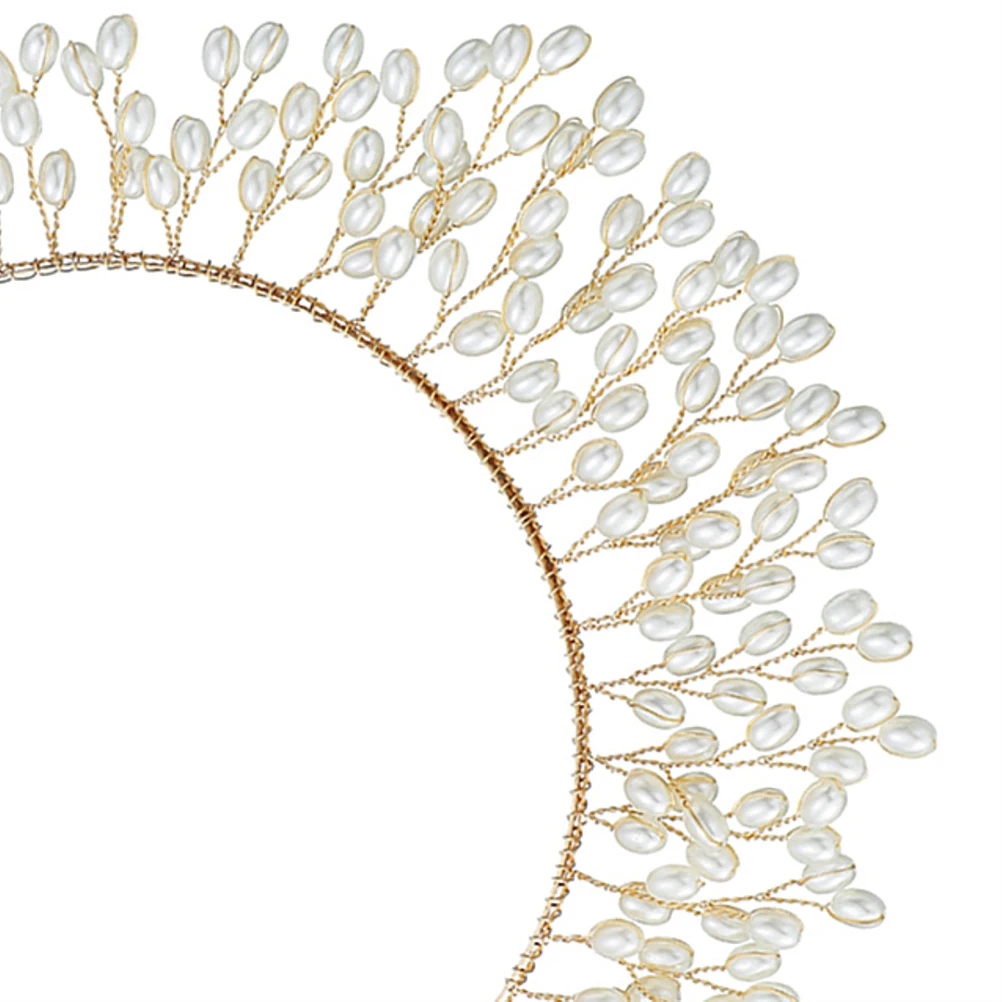 

Elegant Bride Crown Pearl Headpiece Golden Wedding Headdress Fashionable Bridal Accessories Photo Props Unique Design
