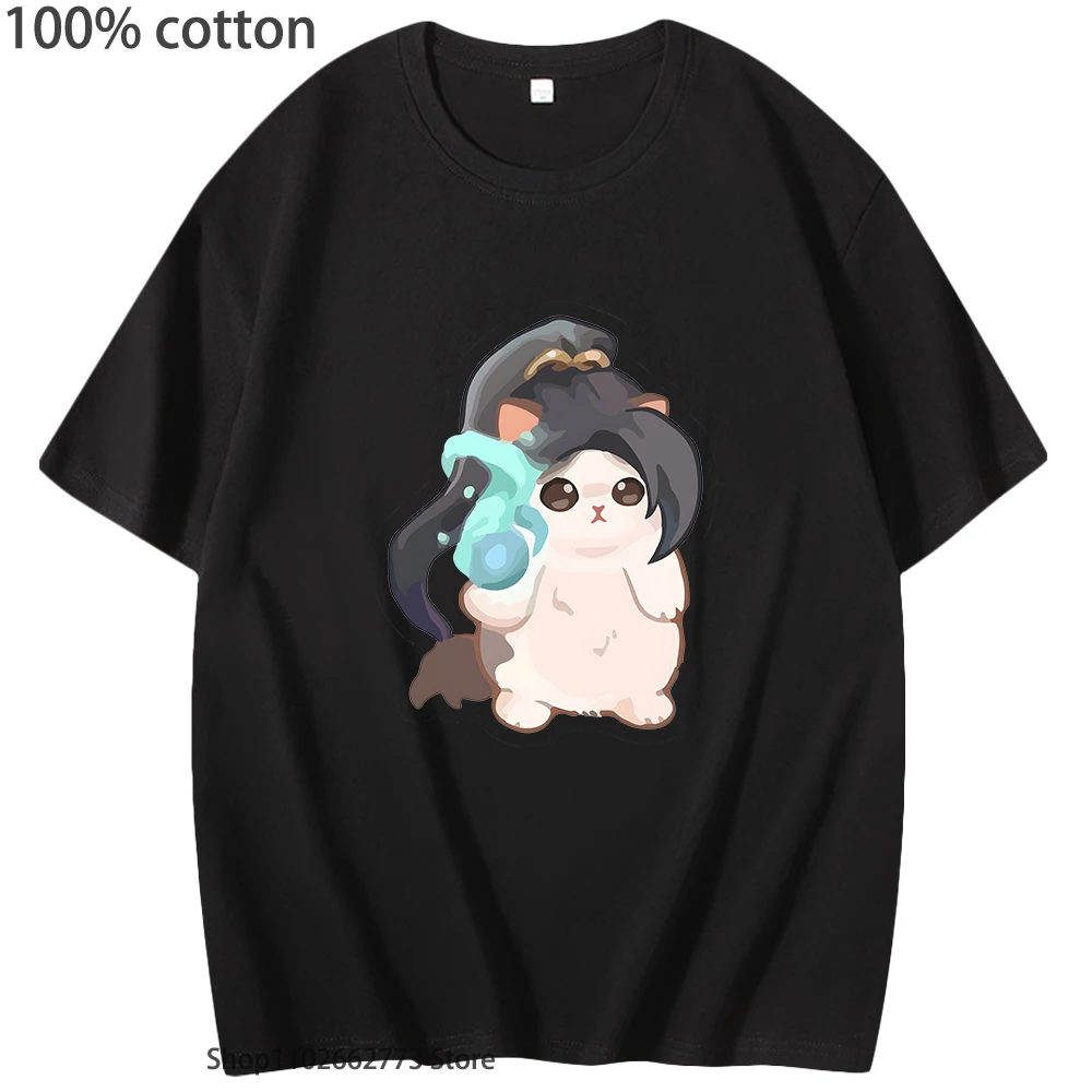 Camiseta Valorant, camisetas de juego con bonito gato salvia, camisetas recién llegadas, camisetas Unisex Harajuku 100% de algodón, ropa informal para hombre, camisetas de manga corta