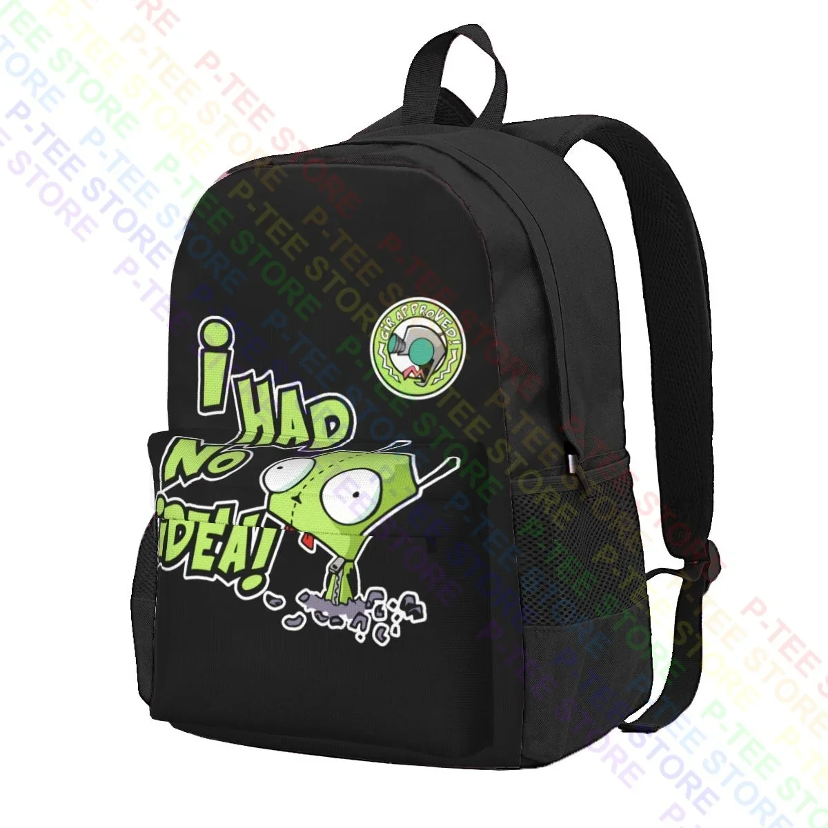 Sacola de ginástica vintage de grande capacidade, Mochila de equitação criativa, não tenho ideia, Pensamentos profundos com Gir Invader Zim