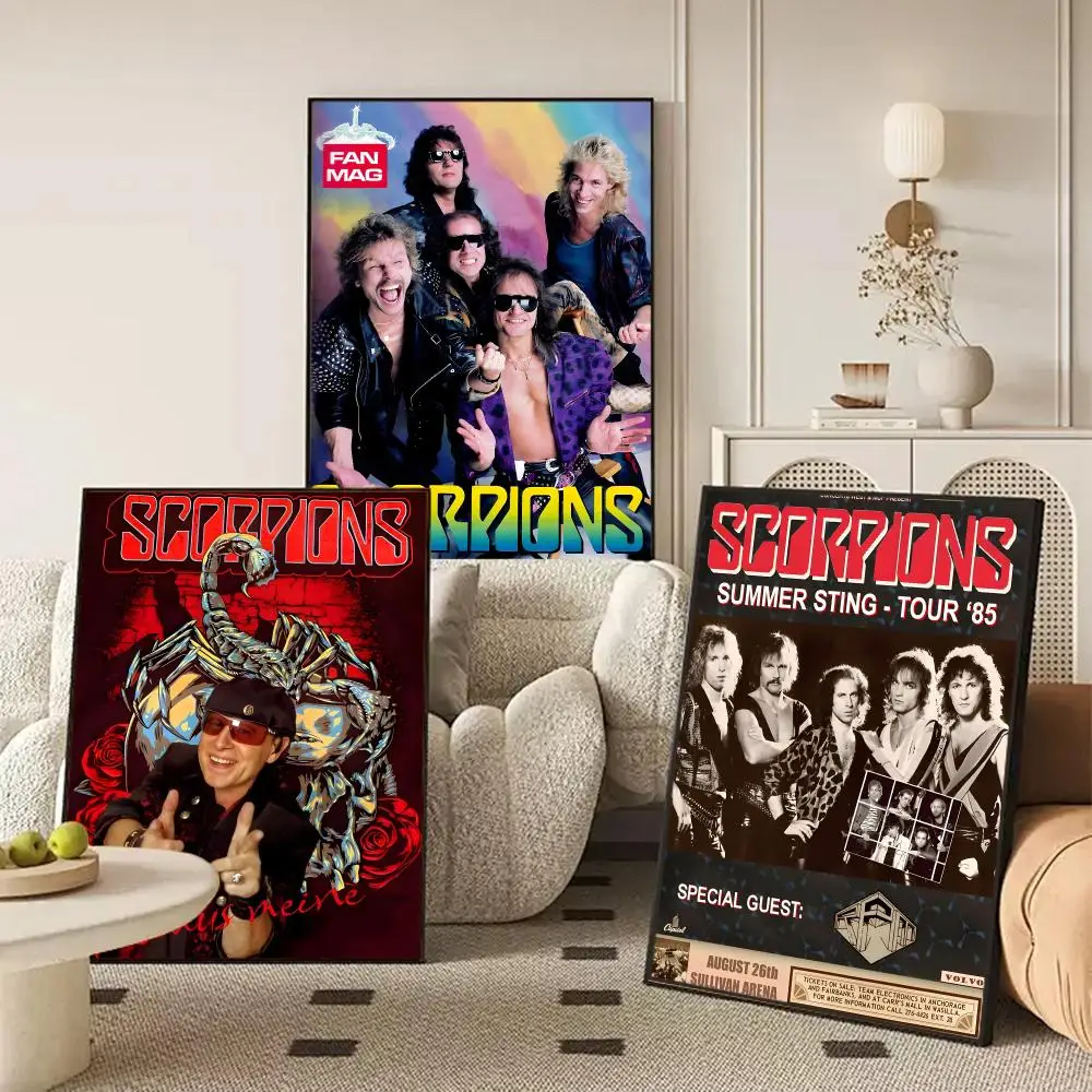 Classic Rock S-Scorpions Band Poster Self-adhesive Art Waterproof Paper Sticker Coffee House Wall Decor