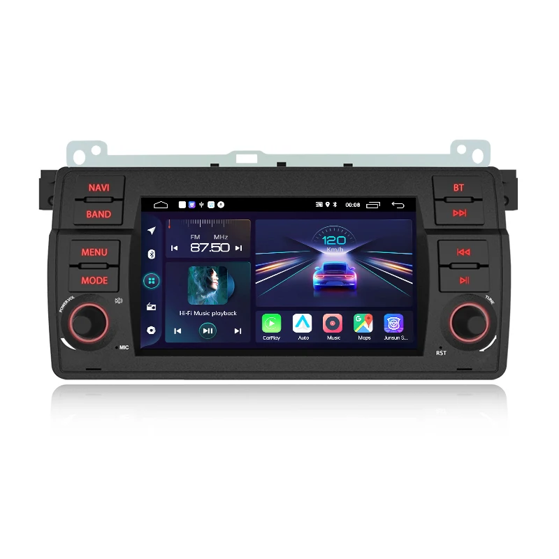 Radio samochodowe do BMW E46 M3 Rover 75 z bezprzewodowym CarPlay, Android Auto, inteligentnym systemem, ekranem dotykowym IPS, DSP, nawigacją GPS, WiFi, DAB+, RDS, FM/RAM, BT, SWC, Plug and Play, — 2