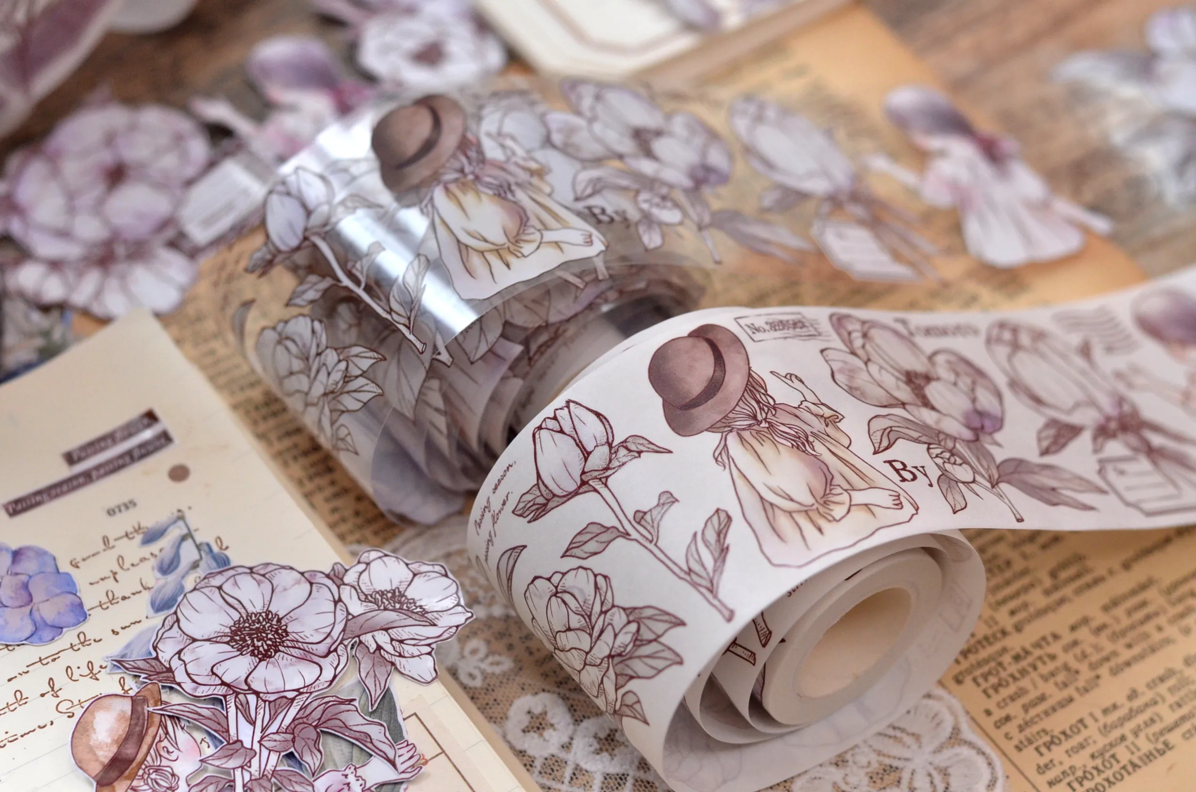 6m vintage estilo menina e flor pet tape