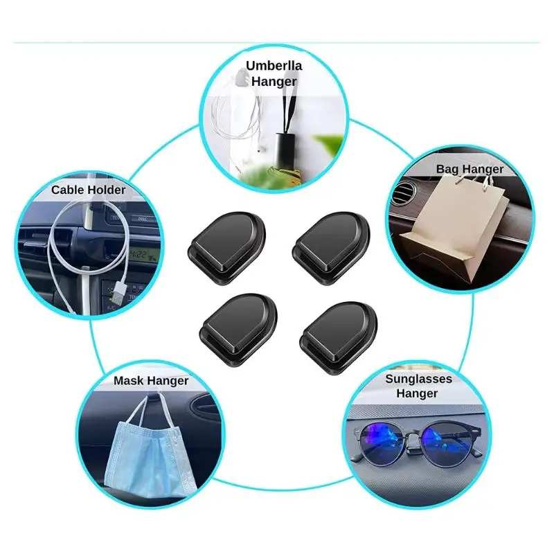 1/10Pcs Auto Accessories Mini Car Hooks Interior Storage Holder For USB Cable Headphone Key Self-Adhesive Wall Hanging Hook