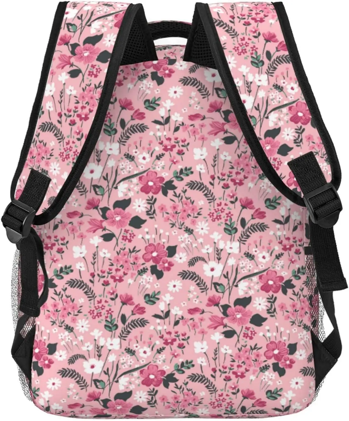 Pink Flower Pattern Lightweight Laptop Backpack for Women Men College Bookbag Casual Daypack Travel Bag